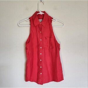 Abercrombie & Fitch 100% Silk Collared Sleeveless Button-Up Shirt  XS